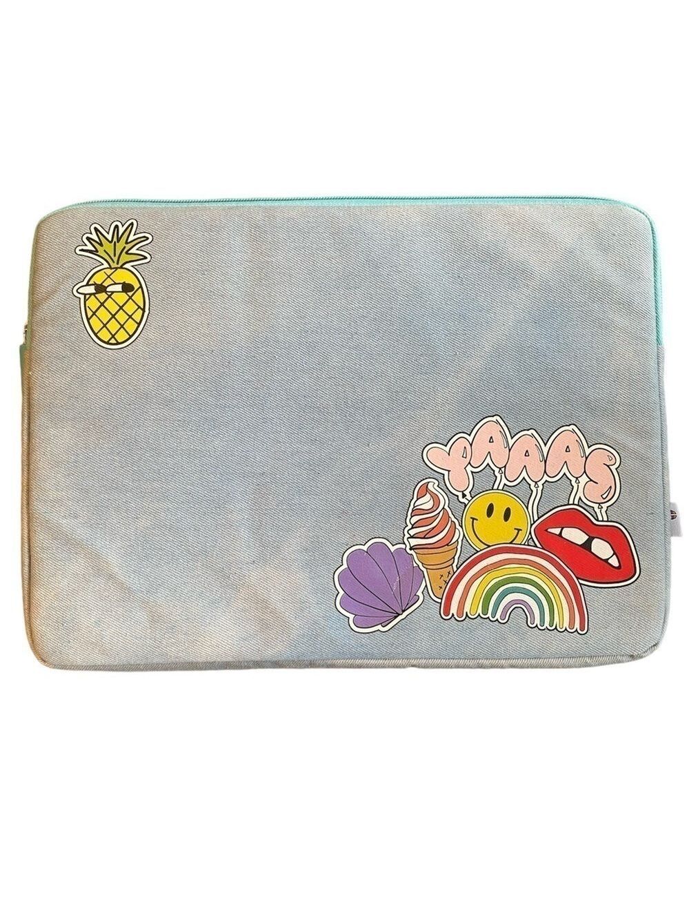 Yoobi Denim Doodle 13 Inch Laptop Sleeve NWOT